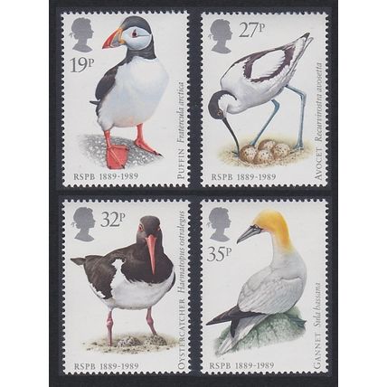Great Britain Puffin Avocet Oystercatcher Gannet Birds 4v 1989 MNH