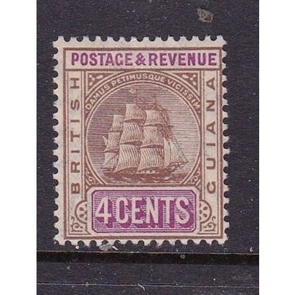 BRITISH GUIANA 1907-10 4c WMK MULTI-CROWN CA MINT HINGED SG254