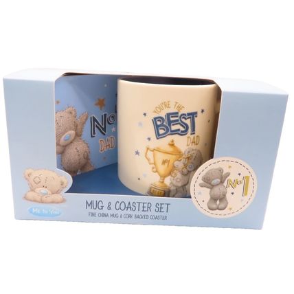 You're the Best Dad Mug & Coaster Set Comes Boxed 8.5 CM Ceramic Teddy
