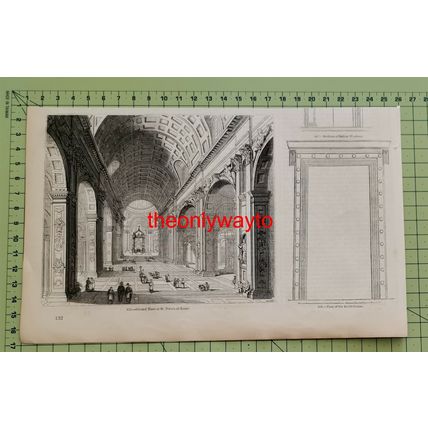 Central Nave St Peter's Rome, Italy, Book Illustration (Print), 1850