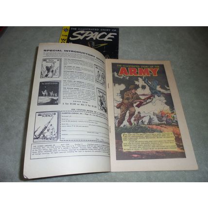 1959 WORLD AROUND US (Classics Illustrated) 5 (Space) & 9 (Army)! 1/2 GUIDE!!