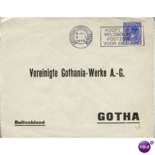 Netherlands Cover 1928 - SG 320A - Vereinigte Gothania-Werke