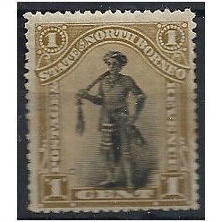 North Borneo 1894 SG66 1c Black & Olive-Bistre Mounted Mint . . .