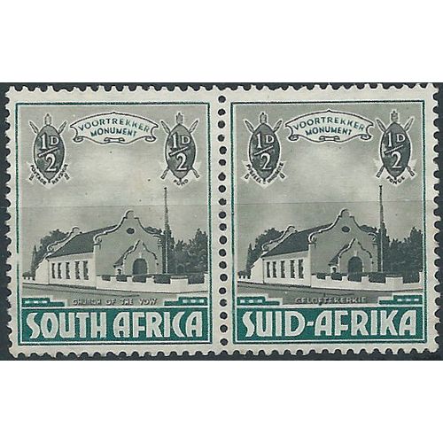 South Africa 1936 SG60 1/2d + 1/2d Black & Green VOORTREKKER PAIR Mounted Mint.