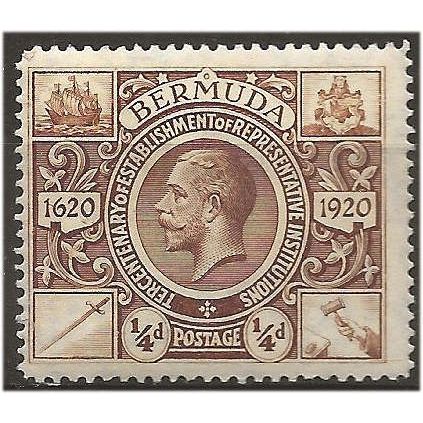 Bermuda 1921 SG74 1/4d Brown (crease) Mounted Mint .. ..