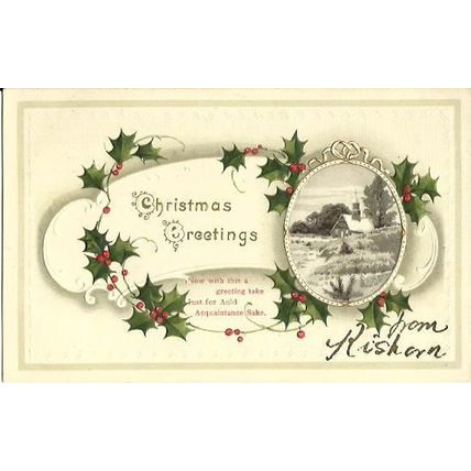 Art CHRISTMAS GREETINGS Embossed Postcard (Chromo Series)