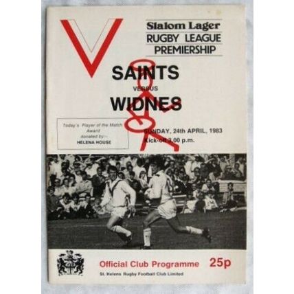1983 programme St. Helens v. Widnes, 24/4