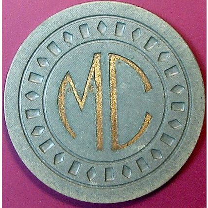 MC(Foy Frazier). Vintage Casino Chip. Fresno, CA. 1940s, Green. Q23.
