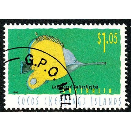 Cocos Islands 1995 Fish $1.05 Used Stamp .