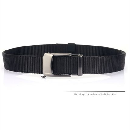 Men's nylon buckle automatic belt with hollow buckle head, casual waist belt