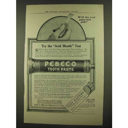 1912 Pebeco Tooth Paste Ad - Try the Acid Mouth Test