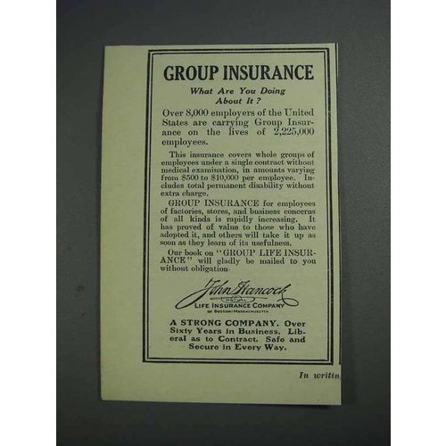 1925 John Hancock Life Insurance Ad - Group Insurance
