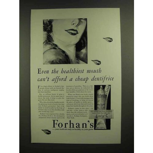 1930 Forhan's Toothpaste Ad - Healthiest Mouth