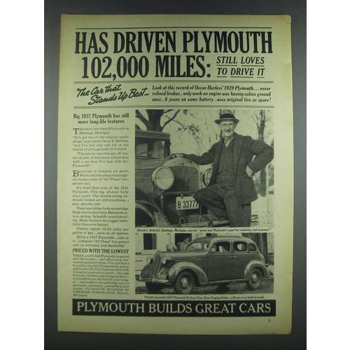 1937 Plymouth De Luxe 4-Door Touring Sedan Ad - Still Loves