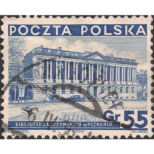 POLAND, Raczynski Library Poznan, blue 1935, 55 Gr, #2