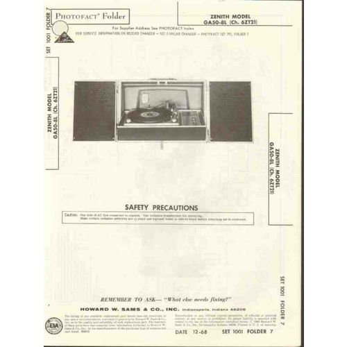 ZENITH model GA50-8L Ch. 6ZT21 phonograph Sams Photofact manual