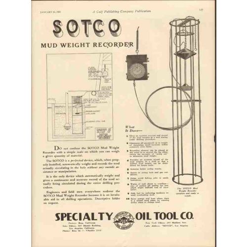 SPECIALTY OIL TOOL COMPANY 1931 SOTCO Mud Weight Recorder vintage ad2