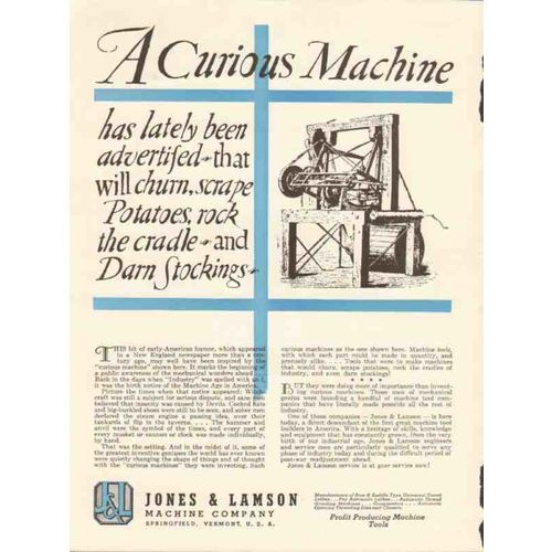 JONES LAMSON MACHINE COMPANY 1943 Curious Machine industry vintage ad