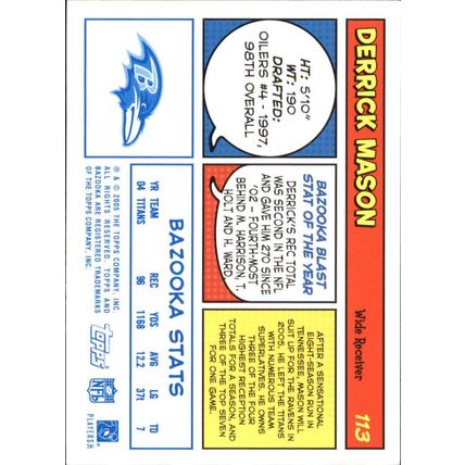 2005 Bazooka Derrick Mason -BLUE #113