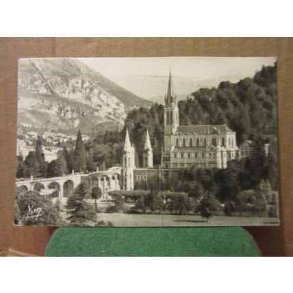 THE BASILLICA, LA BASILIQUE, LOURDES, FRANCE used postcard 1963 pm