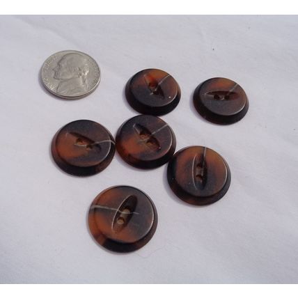 YY6 6 Tortoise Brown Buttons 20mm Fish Eye Disc 2 Hole Sewing Crafting