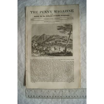 1834 The Penny Magazine No. 138 San Marino, Caernarvon, wild dog India, Manna