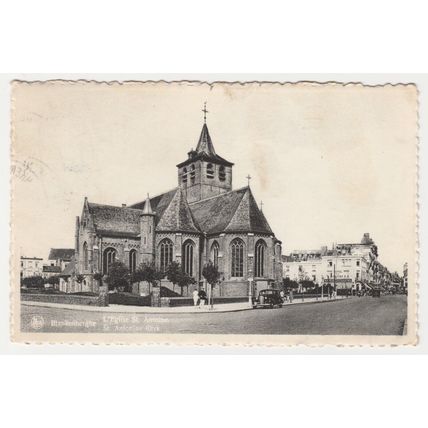 Postcard St. Antonius Church, Blankenberge, Flanders, Belgium