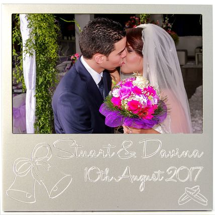 New Personalised Silver Wedding Photo Frame Gift Custom Newlywed Home Decoration