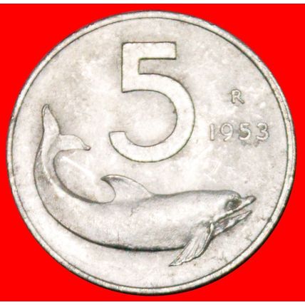 DOLPHIN and RUDDER: ITALY ★ 5 LIRAS 1953R!★LOW START★NO RESERVE