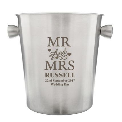 Ice Bucket Mr & Mrs Stainless Steel personalised couples mum anniversary