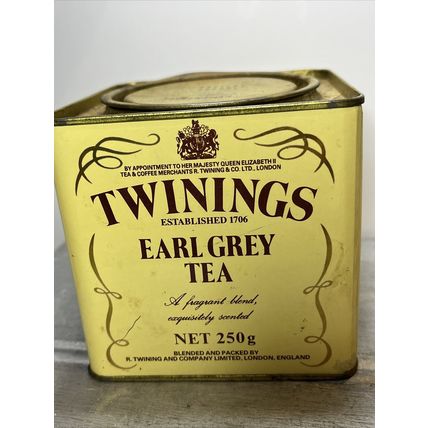 Twinings of London Earl Grey EMPTY Vintage 1990 Collectible Tin Container