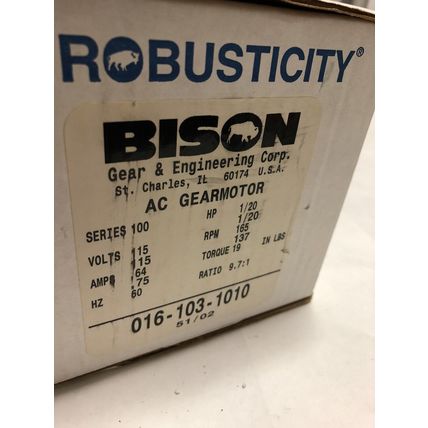 New BISON 016-103-1010 GEAR MOTOR GEARMOTOR 1/20HP RATIO 10:1 165RPM,EY,DI