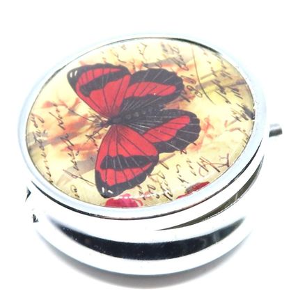 Butterfly & Flowers 1.5 CM Pill Box Carte Postal Storage Gift