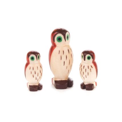 159-031 - Dregeno Figures - Owl Family - Set of 3 - 1.5"H x .75"W x .75"D