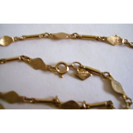 signed Sarah Coventry Necklace Bar & Flat Link Opera Length 40" Vintage Chain