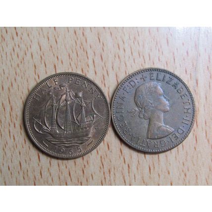 GB 1965 Elizabeth II Ship Half Penny Coin