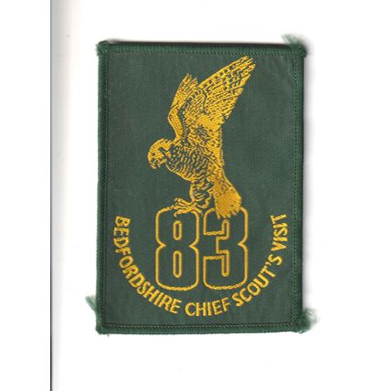 Scout Badge UK Chief Scout Visit - Bedfordshire 1983 (A1)