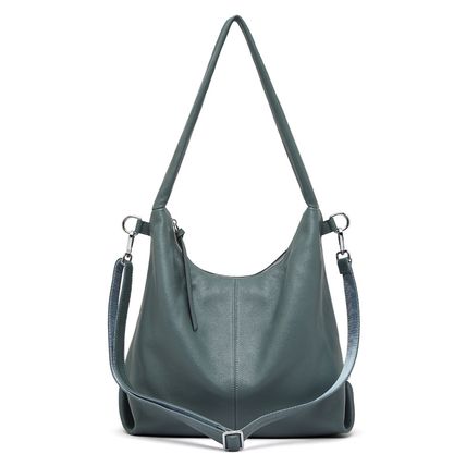 Women Genuine Leather Canvas Handbags Shoulder Bags Blue