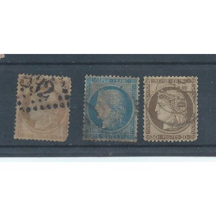 France stamps. 1862 & 1863 Empire stamps used. The 80c has missing corner (C019)