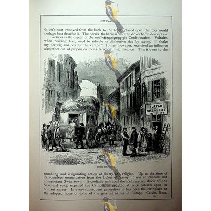 Swiss Diligence, Geneva, Switzerland, Book Illustration (Print), c1890