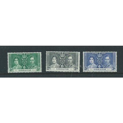 gibraltar stamps 1937 coronation lhm set sg118 sg 118