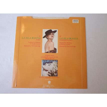 7"MADONNA 1987. LA ISLA BONITA ( REMIX) W8378, 928378-7. YELLOW LABEL.NEAR MINT