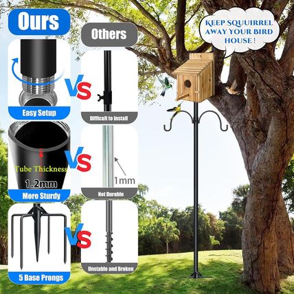 Qwayhome Upgrade 80In Smart Bird Feeder Pole, Outdoor Bluebird House Pole Mount