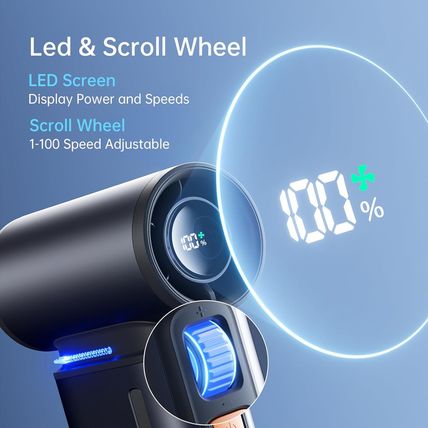 JISULIFE Portable Handheld Turbo Fan, 100 Speeds Adjustable Mini Personal Fan, 9