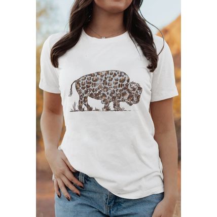 White Leopard Western Buffalo Graphic Tee