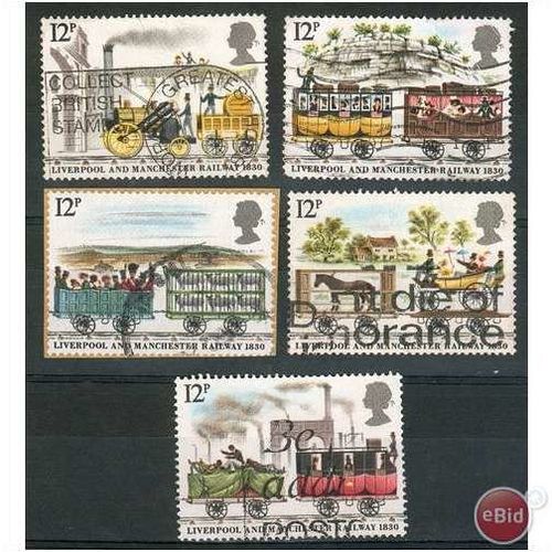 GB stamps 1980 used Set - SG 1113-1117 - Liverpool to Manchester rail Anniv