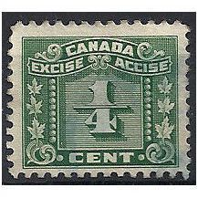 Canada c1900 1/4c Green Excise Duty Fine Used ..