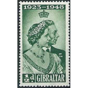 Gibraltar 1948 SG134 1/2d Green Royal Silver Wedding Mounted Mint .. ..