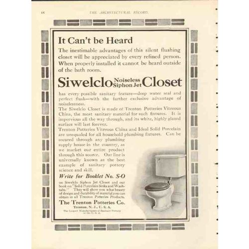 trenton potteries company 1912 siwelclo it cant be heard vintage ad