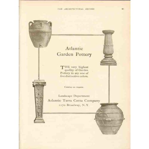atlantic terra cotta company 1911 quality garden pottery vintage ad